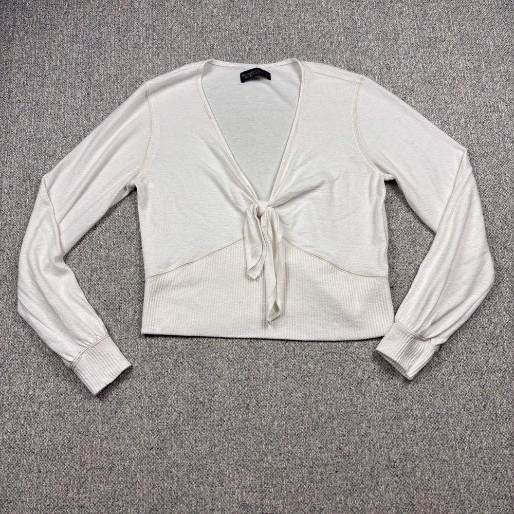 Abercrombie & Fitch Ivory Tie Front Crop Top Cardigan Women's‎ Large